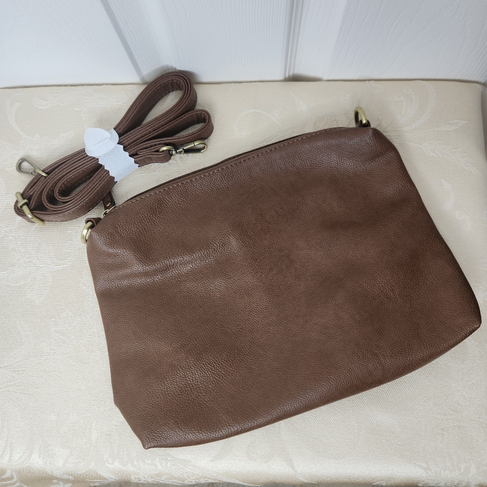 Joy Susan Brown Leather Shoulder Purse Crossbody NWOT